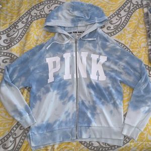 Blue and white tie dye zip up
